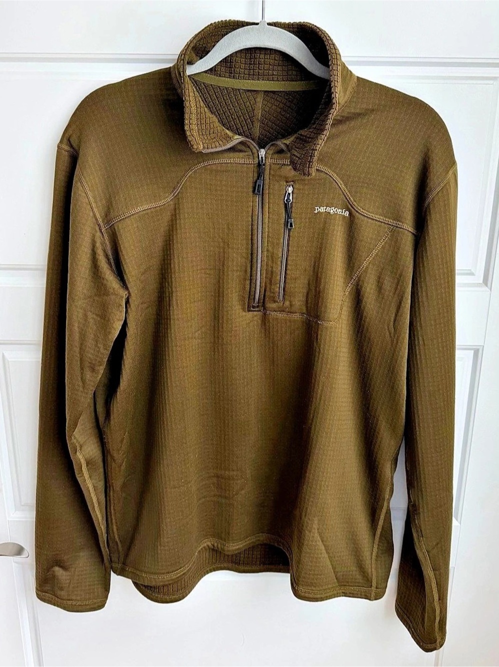 Patagonia R1 Pullover Polartec Quarter-Zip in Brown Size Medium